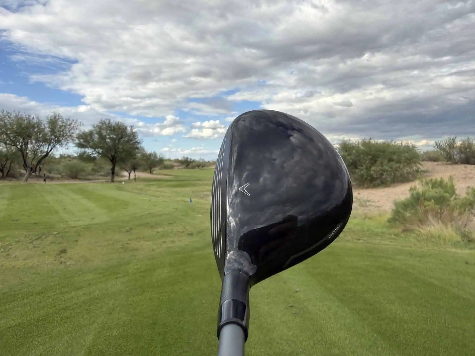 Toe view of the Mini Spinner head over a fairway