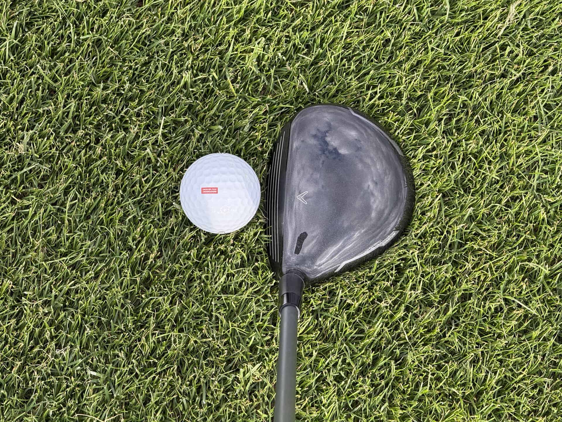 The Mini Spinner at address behind a golf ball